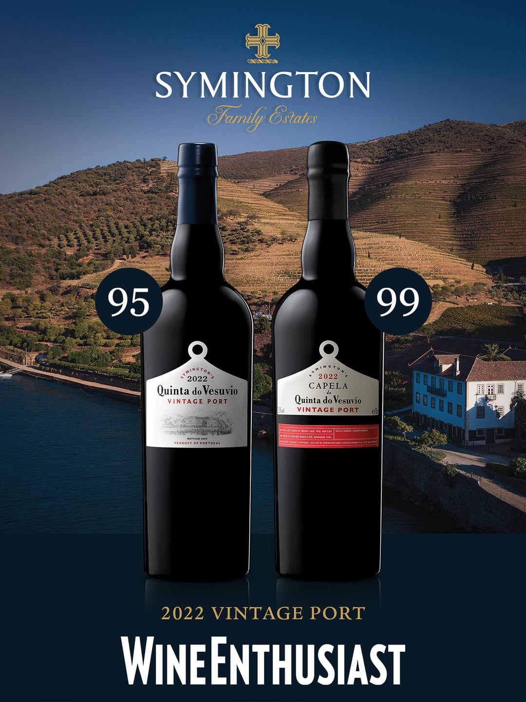Portos Vintage Symington - 99 e 95 pontos (Wine Enthusiast)